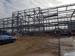 metal structure erected by at Luton airport